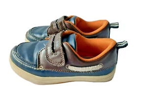Smartfit Boys Boat Shoes Blue Brown Size 8.5 - Picture 1 of 8