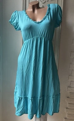 CHEER Damen Viskose Stretch Shirtkleid Jerseykleid Sommer-Kleid in Türkis Gr. 40 - Bild 1 von 4