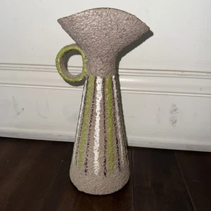 Bitossi Londi Abstract Volcanic Pitcher Mcm Italy Pottery Vase Avocado Green - Picture 1 of 11