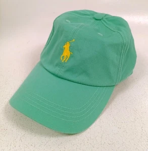 POLO Ralph Lauren Green Cotton Cap With Yellow Logo Embroidered Good Condition - Picture 1 of 6