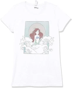 DISNEY Princess Ariel Wave Girls T-Shirt Small 5/6 White NEW The LIttle Mermaid - Picture 1 of 6