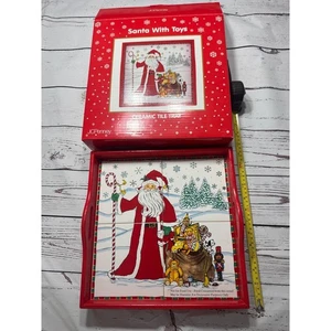 Vintage JCPenney Ceramic Tile Tray Santa With Toys Christmas Holiday  Serving - Picture 1 of 5