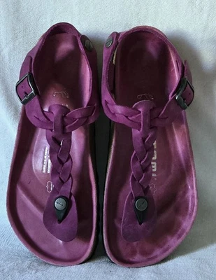 Tatami by Birkenstock Kairo Braided RARE Rosewine Pink Leather Regular 38R 7 8 - Image 1 of 4