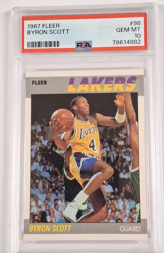 Baloncesto Fleer 1987 #98 Byron Scott Los Angeles Lakers PSA 10 GEMA COMO NUEVO Foto 1 de 1
