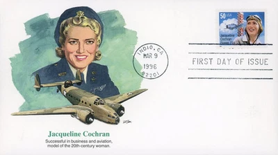 jacqueline COCHRAN early aviation pilot pioneer #3066 1996 FLEETWOOD CACHET FDC - Image 1 of 2