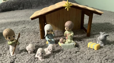 Juego de figuras vintage Precious Moments My First Nativity 2003 niño Jesús burro Foto 1 de 4