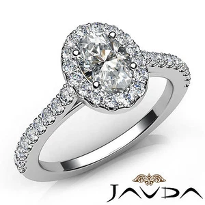 Halo Oval Diamond Engagement U Pave Cut Ring Certified by GIA D Color SI1 1Ctw - Picture 1 of 12