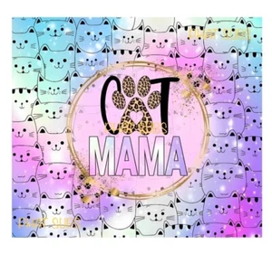 20oz Tumbler Wrap Sublimation Cat Mama Ready To Press Heat Transfer - Picture 1 of 1