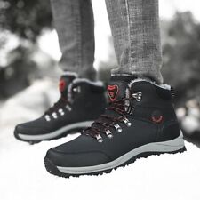 Men's Winter Warm Waterproof Snow Fur Boots Hiking Outdoor Leather Work Shoes