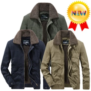Nuevo Invierno Para Hombres Cuello de Piel Chaqueta Algodón Cálida Informal Chaqueta Prendas de abrigo UK XS-4XL - Imagen 1 de 9