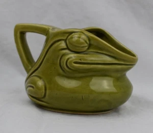 Antique Vintage Attributed Royal Bayreuth Green Frog Pottery Creamer Pitcher 5" - Picture 1 of 8