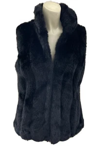 Neu ohne Etikett Chaps Denim Größe Small Damenweste schwarz Kunstnerz Pelz - Bild 1 von 4