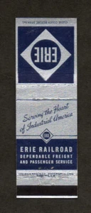 Erie Railroad Unused Vintage Front Strike Matchbook Cover With Route Map - Picture 1 of 2