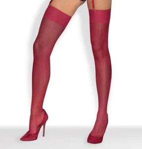 Obsessive: edle Straps-Strümpfe rubinrot, Gr. S/M, L/XL, - Bild 1 von 3