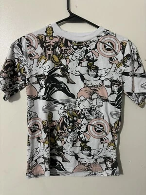Marvel Avengers Iron Man Hulk Comics AOP Print T Shirt Boys Size XS - Image 1 of 3