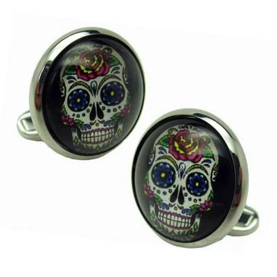 Gemelos DÍA DE MUERTOS Calavera de Azúcar Halloween NUEVO con BOLSA DE REGALO Novio Boda Foto 1 de 2