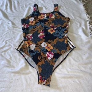 Adidas HER Studio London NAVY BLUE Floral Baroque Print Tank Bodysuit XL - Picture 1 of 11