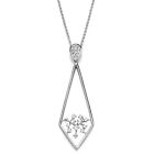 New 14K White Gold Diamond Kite Tie Design Drop Pendant Necklace