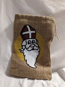 Saint Nicholas Burlap Sack/Wall Art, 8"W x13"H - PRE-OWNED - Picture 1 of 7