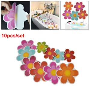10pcs Flower Anti-slip Bathtub Decals PEVA Stickers Bath Mat Tubs Shower Treads - Picture 1 of 8