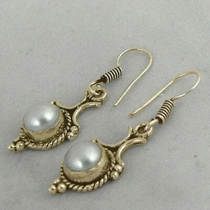 925 Silver Pearl Handmade Silver / Gold / Rose Plated Women's Earrings Gift Item - Picture 1 of 8