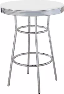 Retro 1950S Soda Fountain Diner Pub Height Game Room Bar Table White Laminate To - Picture 1 of 5