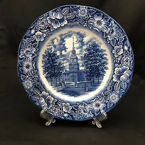 Liberty Blue by Staffordshire Dinner Plate Independence Hall Several Available - Picture 1 of 5
