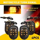 4pcs Smoke Flush Mount Motorcycle LED Turn Signals Light Blinker Amber Indicator
