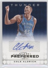 2011-12 Panini Preferred Blue /49 Cole Aldrich #291 Auto