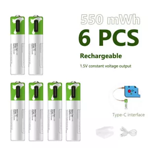 6 pz batteria ricaricabile agli ioni di litio USB 750mWh AAA 1,5 V cavo ricarica rapida tipo C - Foto 1 di 4