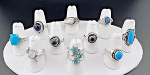 VARIETY STERLING SILVER 925 MULTI-COLOR GEMSTONE ARTISAN COCKTAIL RINGS LOTS - Picture 1 of 4