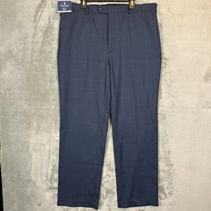 Stafford Mens Pants Blue 42x32 Classic Fit Dress Pant Travel Trouser Wool Blend - Picture 1 of 6