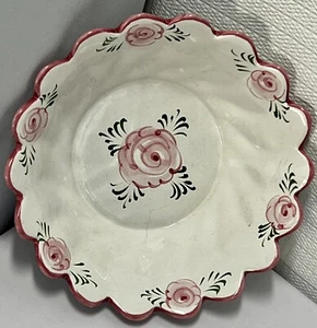 Hand Painted Vestal Pink Roses Ceramic Bowl Portugal 6” Excel. Used Condition - Picture 1 of 4