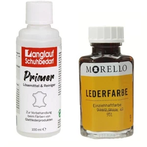 Morello Lederfarbe dunkelbraun und Langlauf Leder Reiniger 100ml - Bild 1 von 1