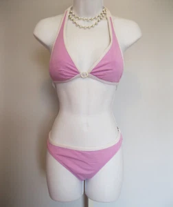 La Blanca Bikini 2PC SWIMSUIT Size 6 (M) TOP BOTTOM Light Purple White O Ring - Picture 1 of 14