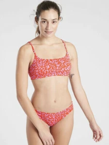 NWT Athleta Leopard Scoop Bikini Top, Multicolor, Beach, Swim $59 - Picture 1 of 4