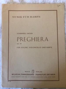 Preghiera Opus 35 by Johannes Snoer Sheet Music For Harp w Violin & Violincello - Picture 1 of 1