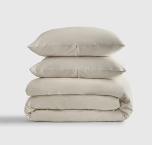 NWT! Quince 100% Organic Cotton Sateen Sand Duvet & Shams! King (Y36) - Picture 1 of 12