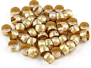 50 Pack 3/8Inch Tube OD Brass Compression Sleeves Ferrules Fitting for Air Water - Picture 1 of 3