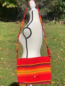 Mexican Serape Sarape Messenger Bag Rainbow Button CrossBody 14x12x2.5 M10 - Picture 1 of 4