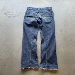 vintage y2k SZ 34 William Rast flared spiral stitch cargo jeans distressed - Picture 1 of 5