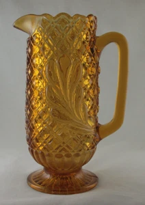 1880S GREENER SUNDERLAND ENGLISH AMBER GLASS TANKARD CREAMER 7.5IN RD NO 138051 - Picture 1 of 6