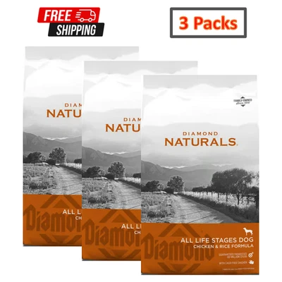 3 Pack,Diamond Naturals All Life Stages Chicken & Rice Formula Dry Dog, 40lb Bag - Image 1 of 4