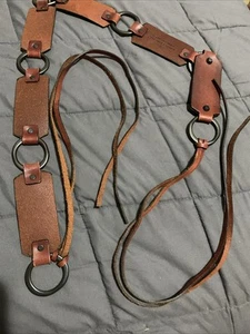 American Eagle Gürtel S/M braun Leder Glieder 70er Style Boho Hippie Fransen zum Binden - Bild 1 von 5
