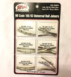 Atlas Universal Rail Joiners #170 HO Code 100/83 Nickel Silver 6 Blister 288 Pc - Picture 1 of 3