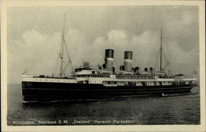 Ship Vlissingen Mailboot SM Zeeland Harwich Parkeston 1934 Vintage Postcard - Picture 1 of 2