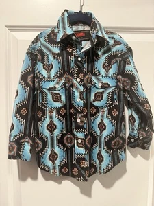 Rock & Roll Denim Youth Boys Pearl Snap Shirt XS Modern Fit Western Print - Picture 1 of 3