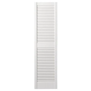 15 in. x 51 in. Open Louvered Polypropylene Shutters Pair in White - Picture 1 of 5