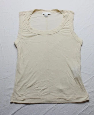 Topshop Women's Premium Ribbed Stretch Sheer Tank CN6 Off-White Size 4-6 NWT - Image 1 of 3