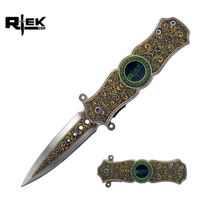 SPK 3423-GD 3" Rtek Royal Gold Folding Knife Fidget Spinner - Image 1 of 4